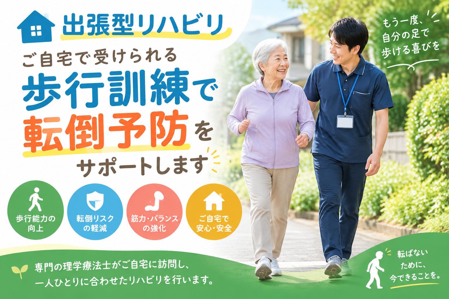 出張パーソナルトレーニング東京神奈川エリアの高齢者専門リハビリでの歩行訓練、転倒予防